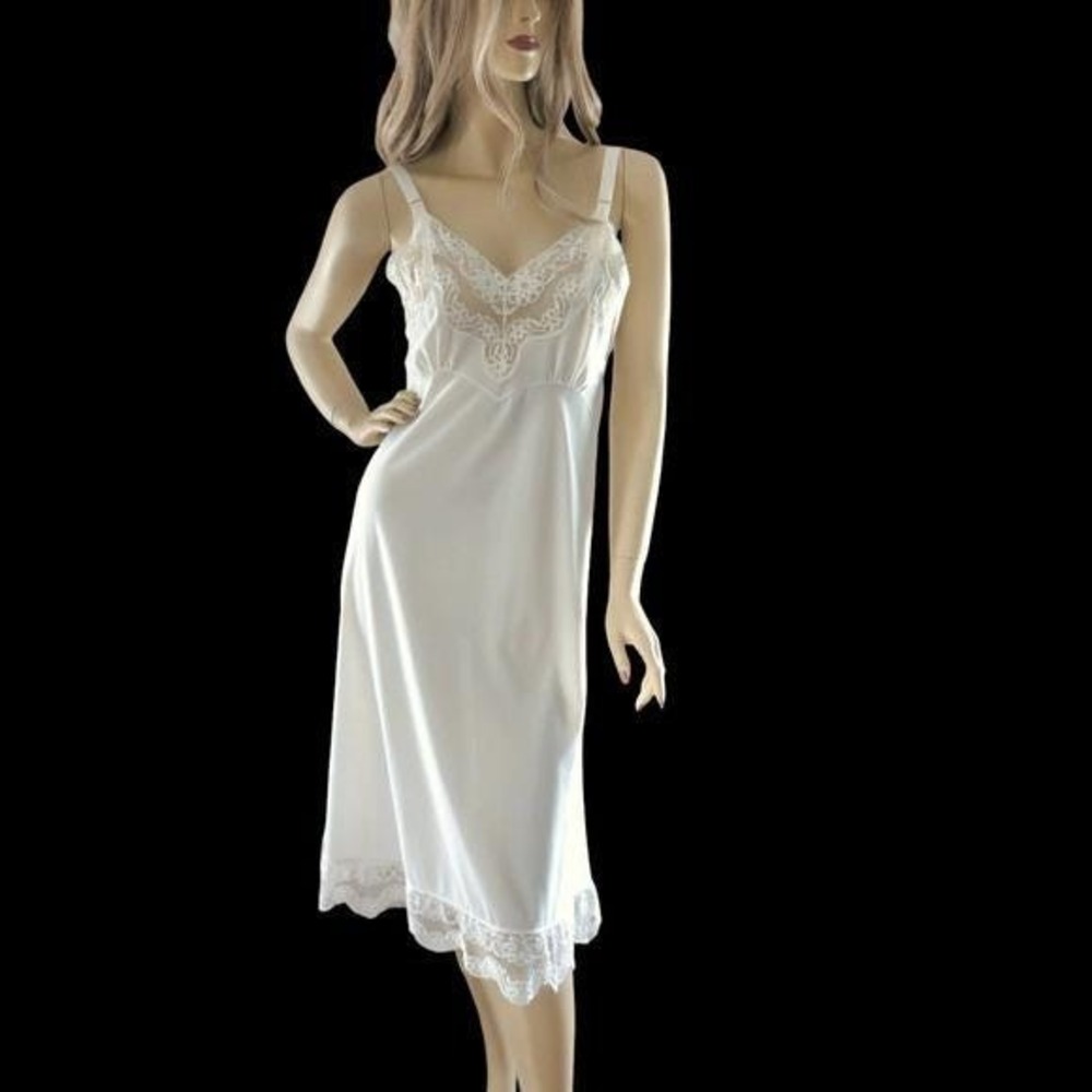1950s Ivory Boudoir Slip Dress S/M | Coquette Bias Cut Lingerie Dress - Picture 2 of 9
